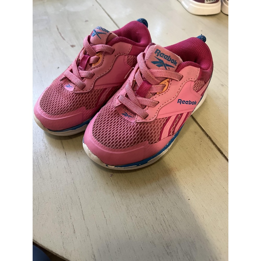 Reebok Pink Blue Toddler Athletic Sneakers Size 6C Low Top Running Shoes 297